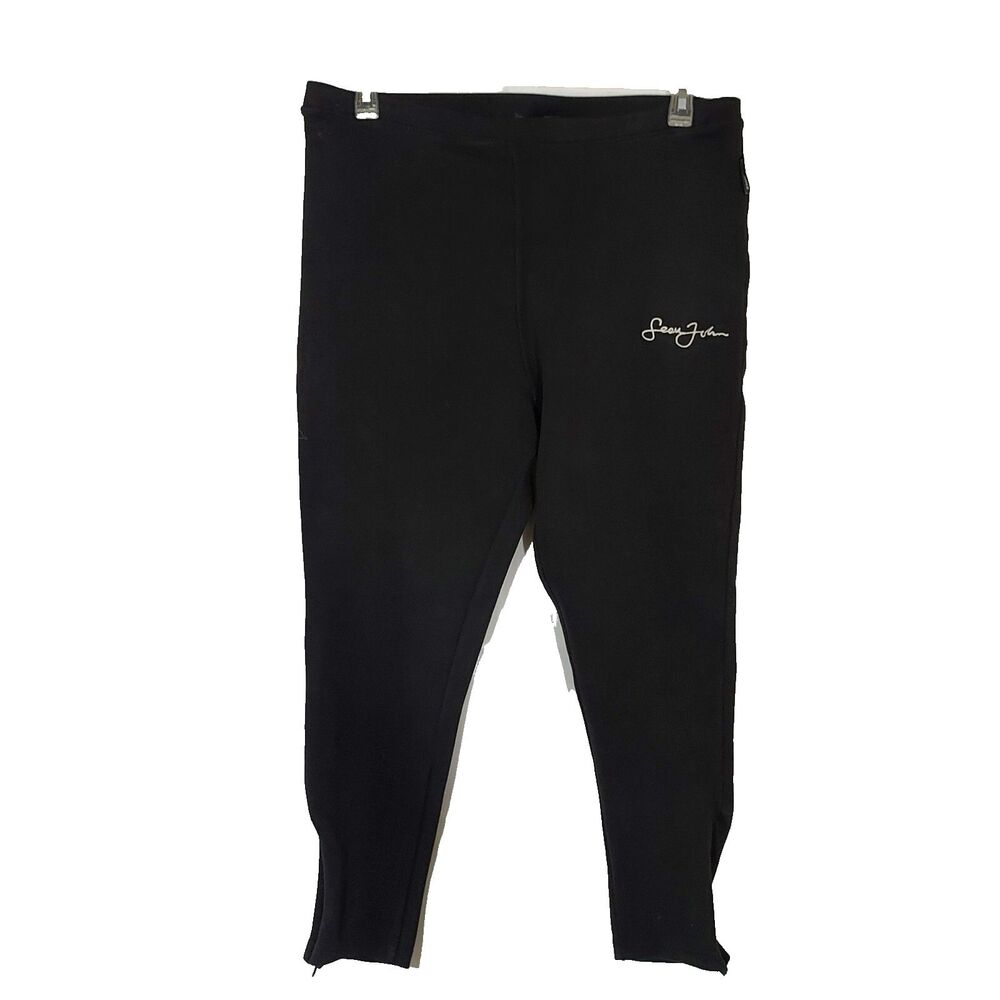 Sean John Missguided Crop Pants Ankle Zipper US size 18 Black Stretch Pull On